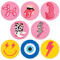 AellasNervalt 8Pcs Preppy Car Cup Coaster Smile Face Lightning Bolt Leopard Lip Silicone Non-Slip Drink Coasters Heat Resistant Cups Mat Cup Holders Auto Accessories for Teen Girls Pink Yellow 2.8 in