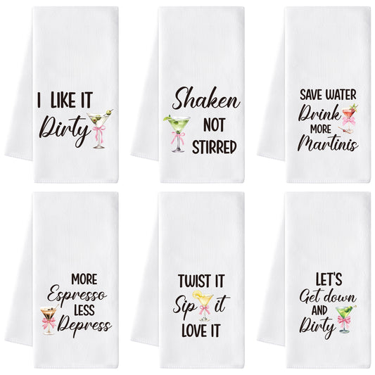 AellasNervalt Cocktail Martini Hand Towel - 6Pcs Martini Fun Bathroom Decorative Absorbent Soft Polyester Dish Towels for Bar Dining Room Kitchen Home Party Decor, Housewarming Gift for Hostess Girls