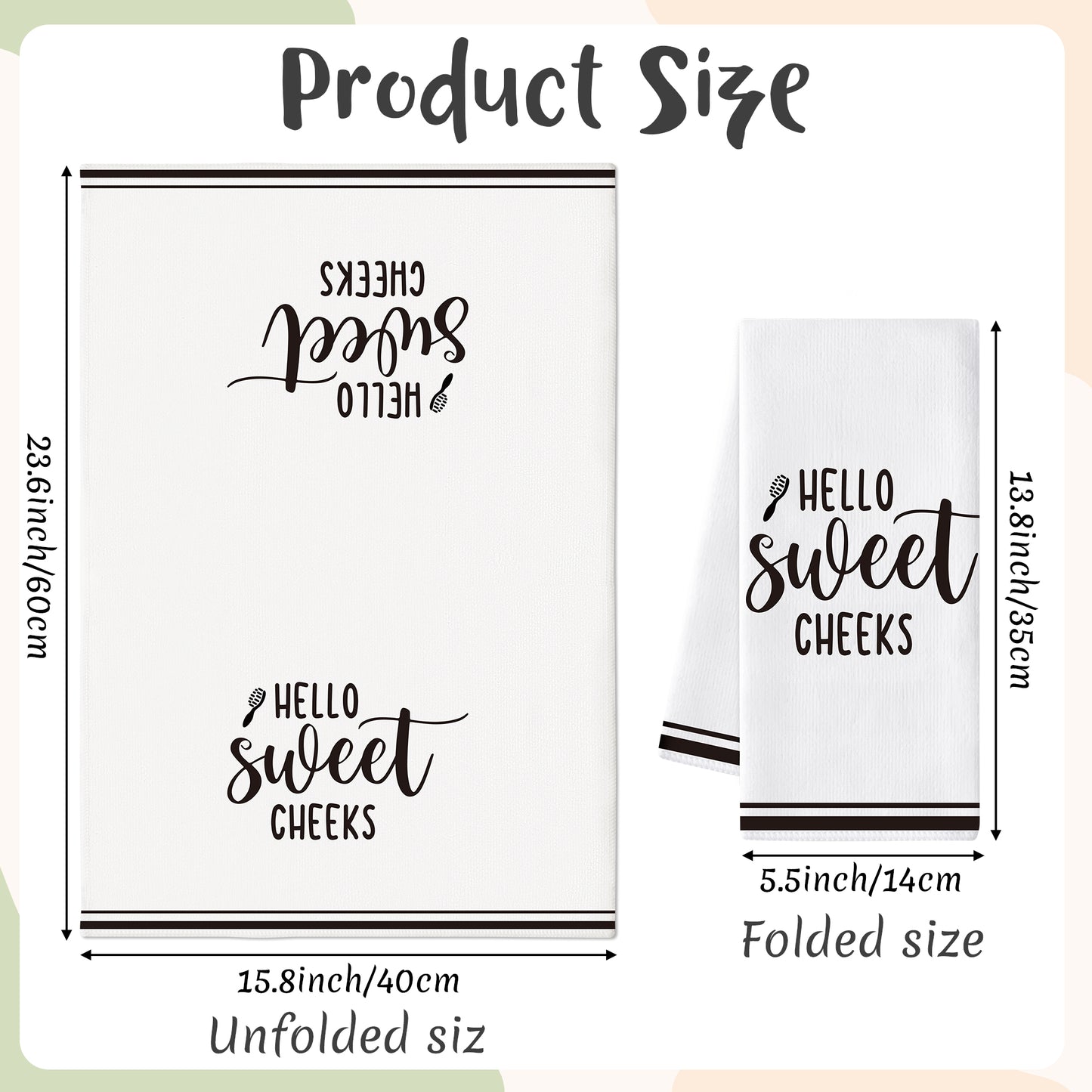 AellasNervalt Funny Sayings Hand Towel - 6Pcs Sweet Cheeks Fun Bathroom Decorative Absorbent Soft Polyester Towels for Bathroom Bar Dining Room Kitchen Decor, Housewarming Gift for Hostess Home Friend