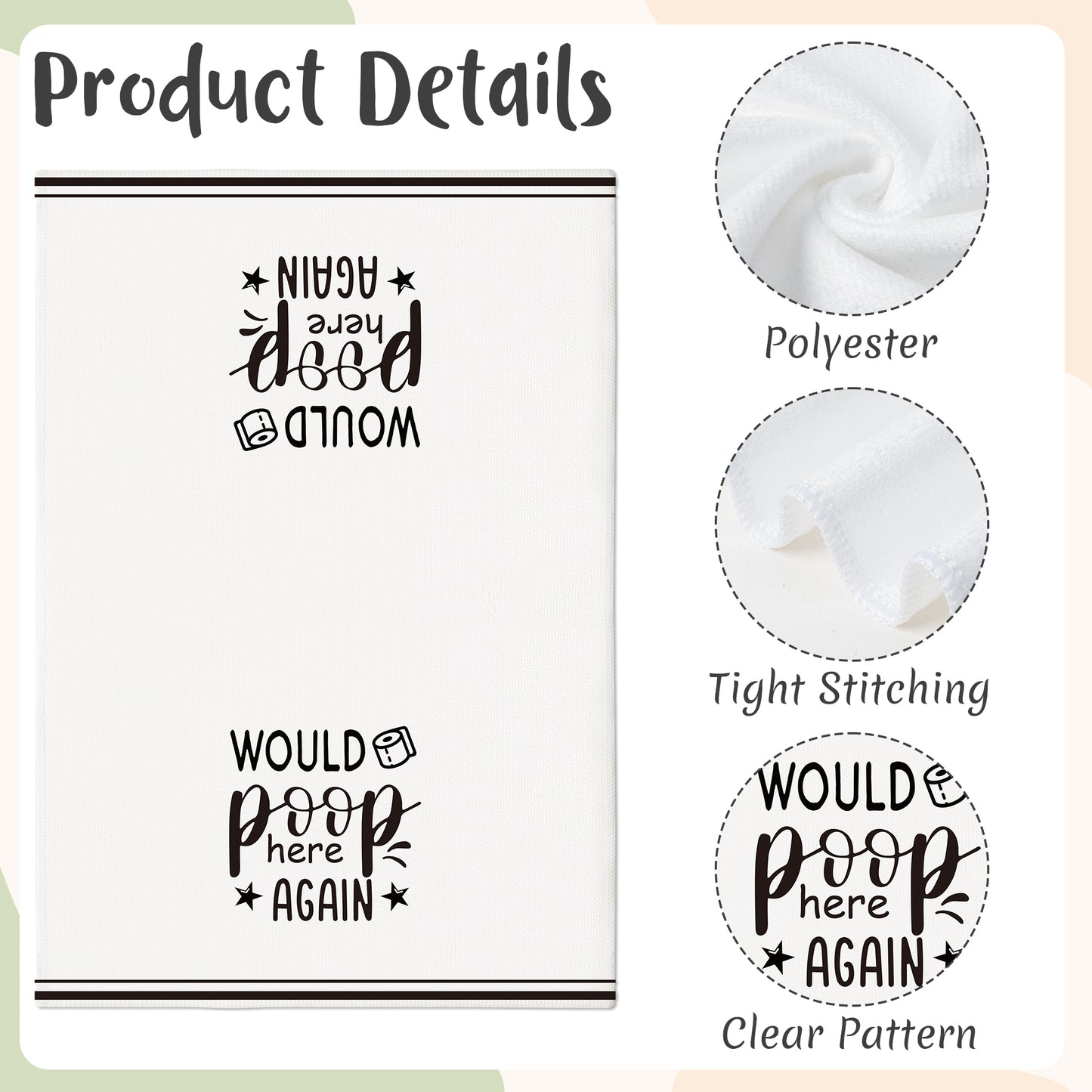 AellasNervalt Funny Sayings Hand Towel - 6Pcs Sweet Cheeks Fun Bathroom Decorative Absorbent Soft Polyester Towels for Bathroom Bar Dining Room Kitchen Decor, Housewarming Gift for Hostess Home Friend