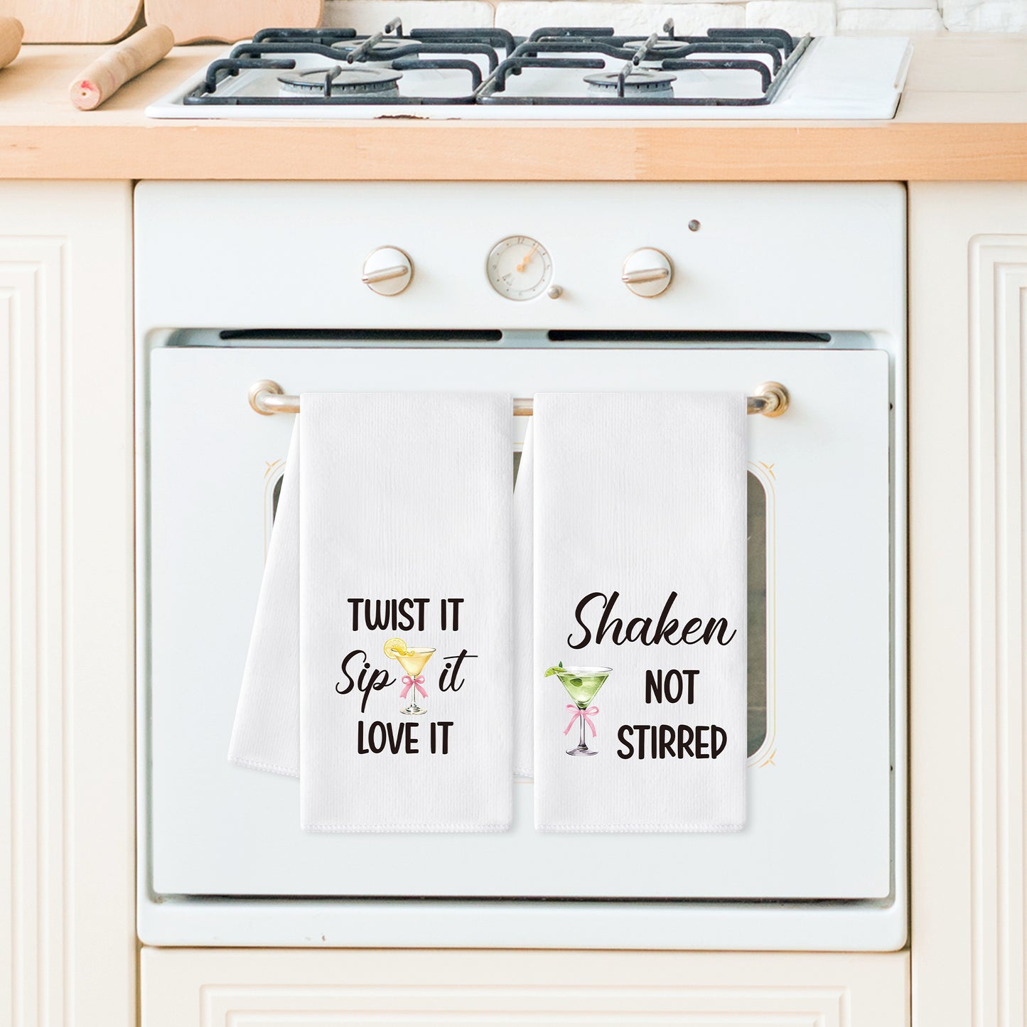 AellasNervalt Cocktail Martini Hand Towel - 6Pcs Martini Fun Bathroom Decorative Absorbent Soft Polyester Dish Towels for Bar Dining Room Kitchen Home Party Decor, Housewarming Gift for Hostess Girls