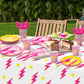 AellasNervalt 170Pcs Preppy Party Tableware Set Smile Face Dessert Plates Lightning Tablecloth Napkins Cups Disposable Dinnerware Serve 24 Guests Supplies for Girls Birthday Bachelorette Theme Party