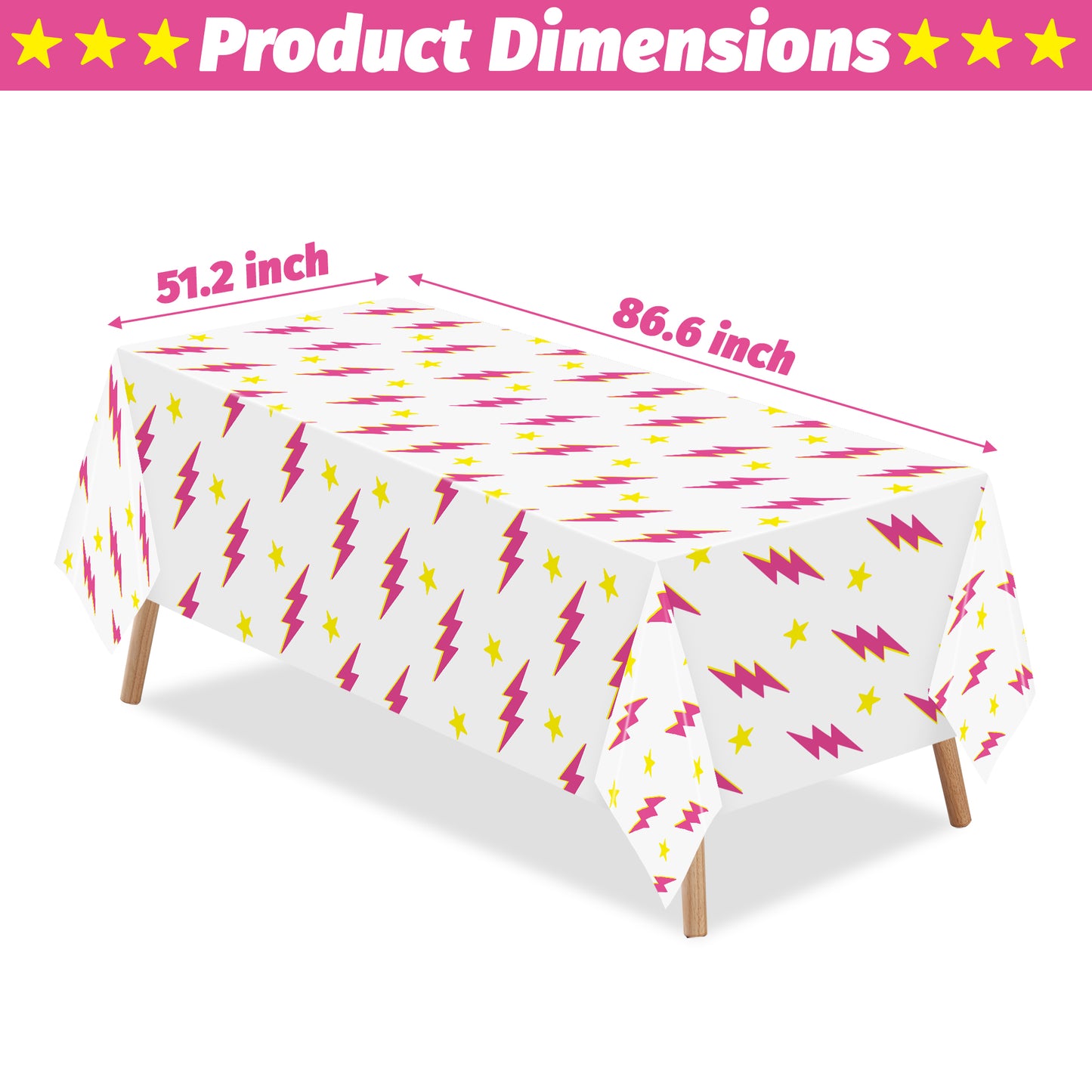 AellasNervalt 3Pcs Preppy Pink Lighting Bolt Party Tablecloths Plastic Rectangle Table Covers Disposable Y2k Tablecloth for Girls Birthday Bachelorette Early 2000s Theme Party Supplies 51.2 x 86.6 In