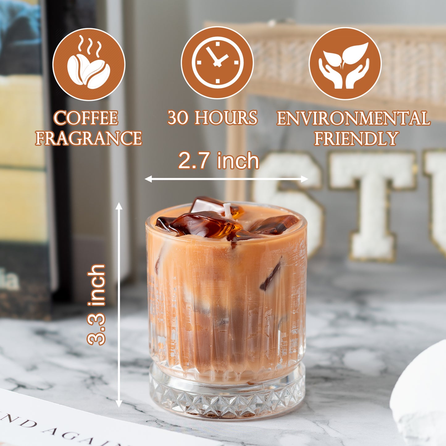 AellasNervalt Coffee Candle Room Decor Natural Soy Jelly Wax Scented Candles up to 30 Hours Burn Time Refreshing Coffee Aromatherapy Candle Home Office Decoration Housewarming Gifts for Women Men